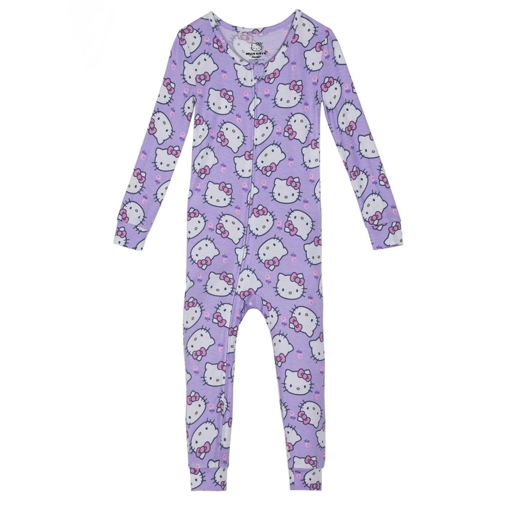 Hello Kitty Sanrio Kids Purple One Piece Pajamas Zip Up Sleepwear 3T